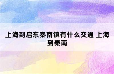 上海到启东秦南镇有什么交通 上海到秦南